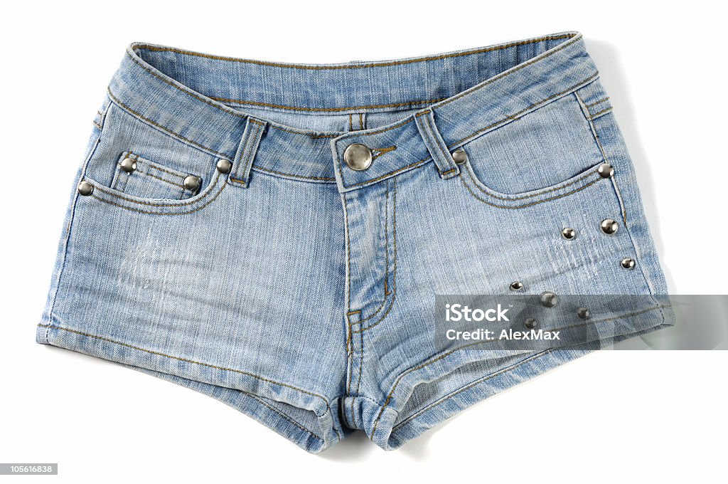 Azul hembra pantalón corto vaquero - Foto de stock de Adolescente libre de derechos