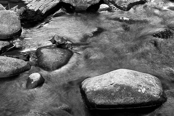 Swirly Stream, B&W stock photo