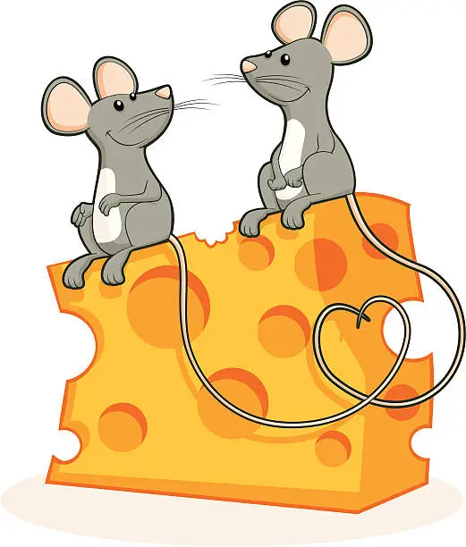 Vector illustration of Mice on Cheese