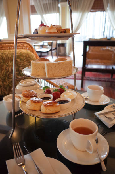 istock Afternoon high tea set with dessert 1056186430