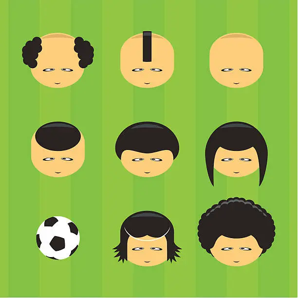 Vector illustration of football (soccer) players - yellow faces