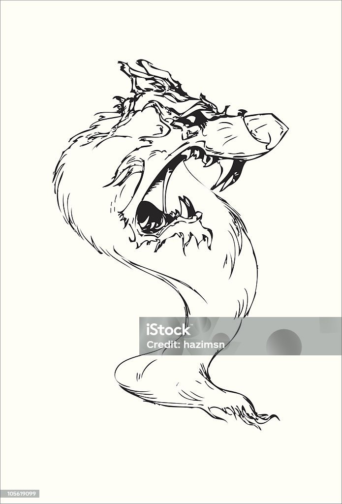 scary fantasy wolf character scary fantasy wolf, Character drawn in pencil and ink, traced to be in vector format. Anger stock vector