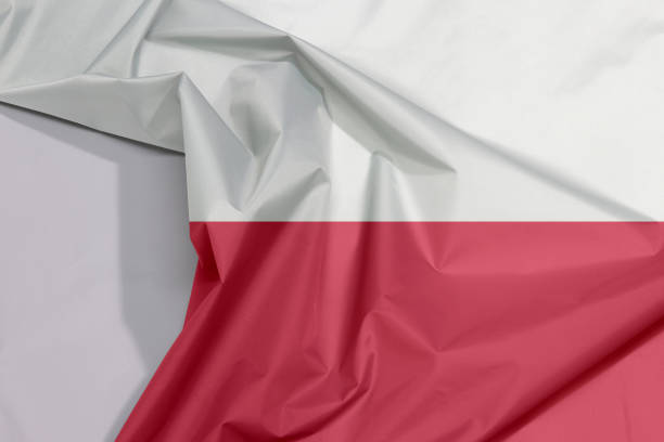 istock Poland fabric flag crepe and crease with white space. 1056191714