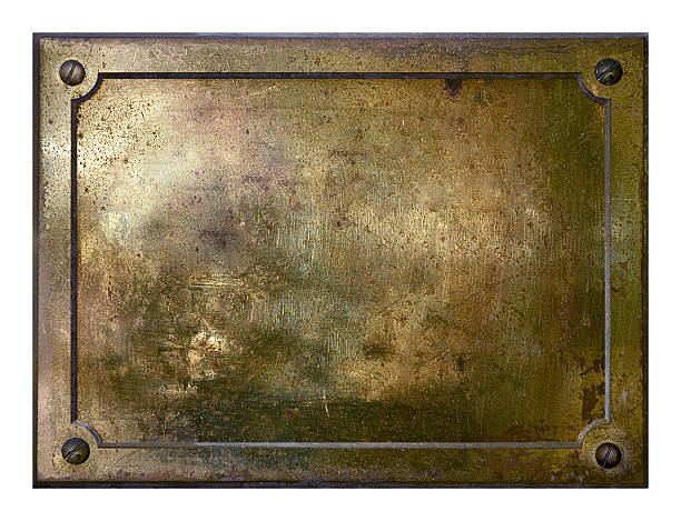 istock Yellow brass metal plate border 105619393