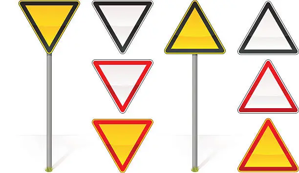 Vector illustration of warning road signs blank