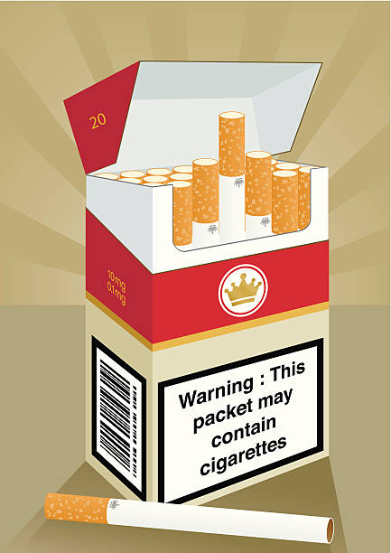 Cigarette Packet A simple packet of cigarettes. Dangerous health risk and a terrible habit or an expression of freedom and source of relaxation? You decide. cigarette warning label stock illustrations