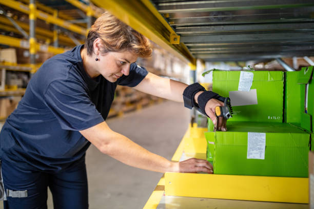 istock Woman checking items in cardboard boxes 1056198242