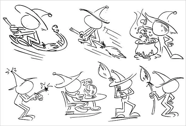 Vector illustration of Warlock / Witch cartoons