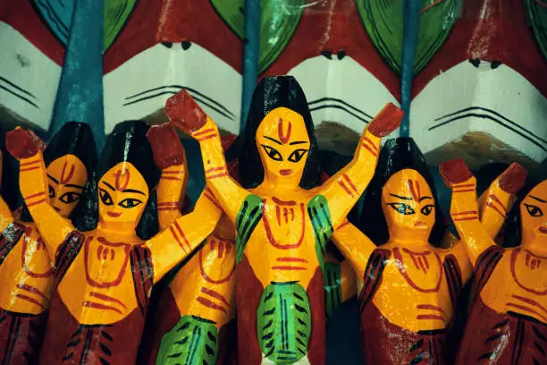 Photo of wooden traditional handicrafts of west bengal, depicting wooden traditional handicrafts of west bengal, depicting vaishnav devotees