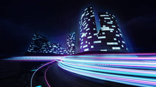 istock cityscape and race track with colorful light lines 1056211212