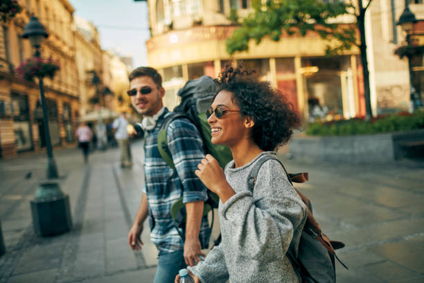 istock Young Backpackers In The City 1056212686