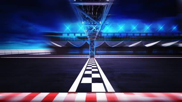 istock finish line on the racetrack in motion blur side view 1056218458