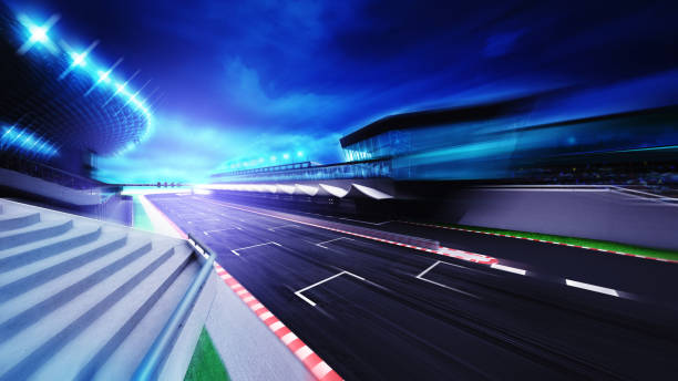 istock race circuit finish section in evening motion blur 1056218604