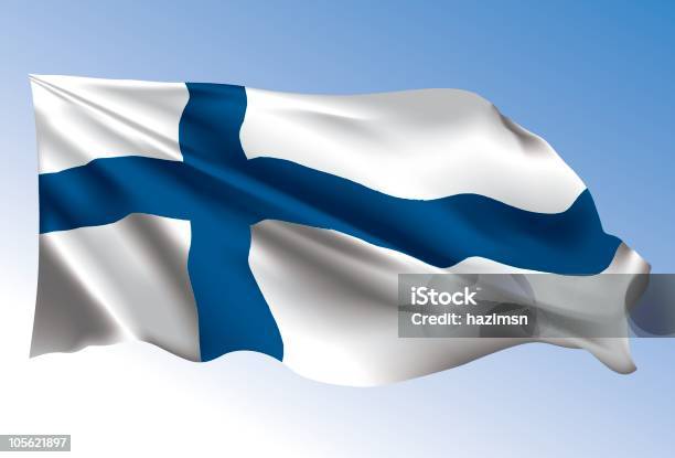 Bandeira Da Finlândia - Arte vetorial de stock e mais imagens de Bandeira da Finlândia - Bandeira da Finlândia, Arremessar, Azul