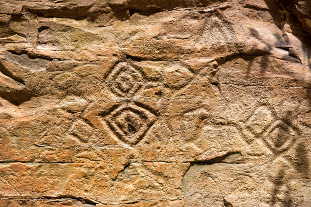 istock Pictures and inscriptions on the rock 1056219634