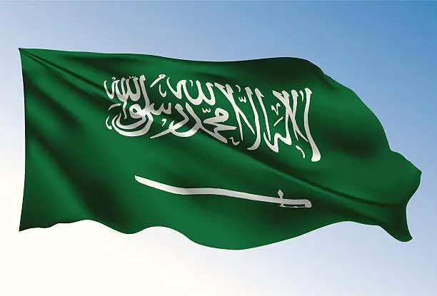 Vector illustration of Saudi Arabia flag blowing in the wind