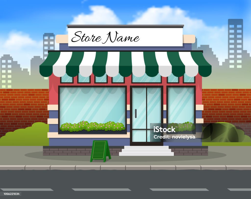 Red Store Background Red And Green Store Building Background Stock Illustration - Download ...