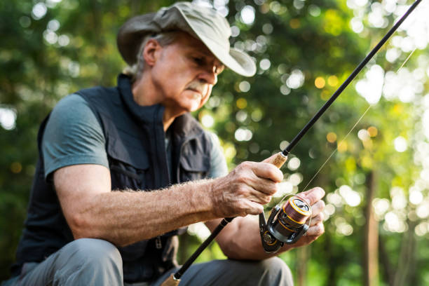 istock Man fishing by a lake 1056224312