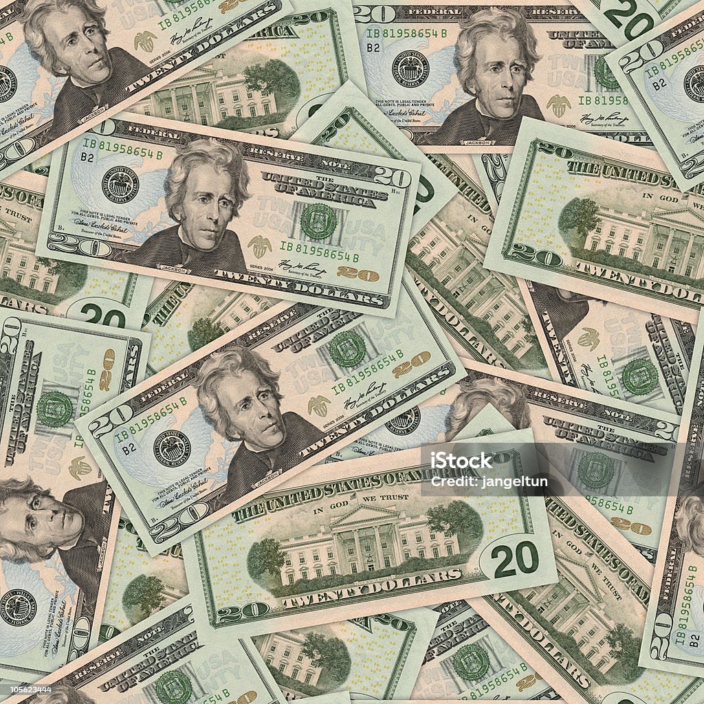 $20 DÓLARES ESTADOUNIDENSES background (seamless - Foto de stock de Billete de banco libre de derechos