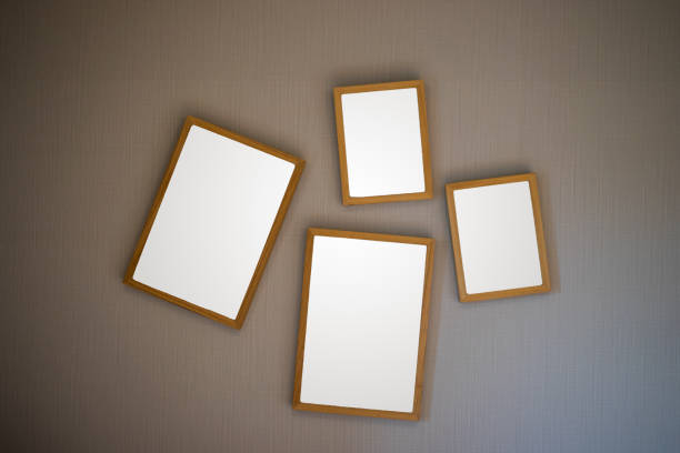 Blank brown wooden picture frame on ancient background. Blank brown wooden picture frame on ancient background. four objects photos stock pictures, royalty-free photos & images