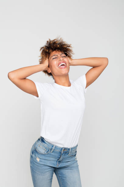 istock Frustrated young afro american woman 1056241408