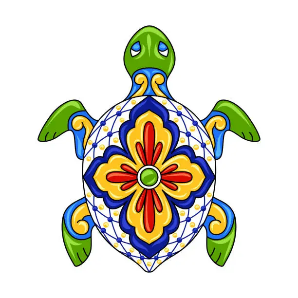 Vector illustration of Mexican ornamental turtle.