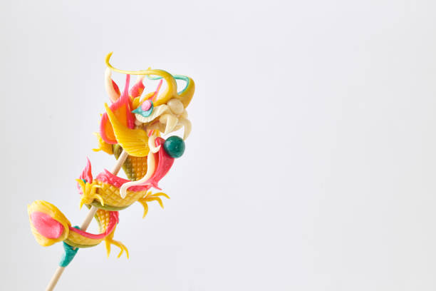 Dragon Decoration candy lollipop Chinese New Year 2019 on a white background