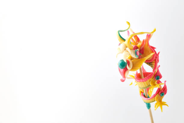 Dragon Decoration candy lollipop Chinese New Year 2019 on a white background