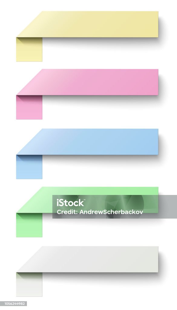 Abstract Sticky Note Oblong Sticky Notes Isolated On White Background Stock Illustration ...