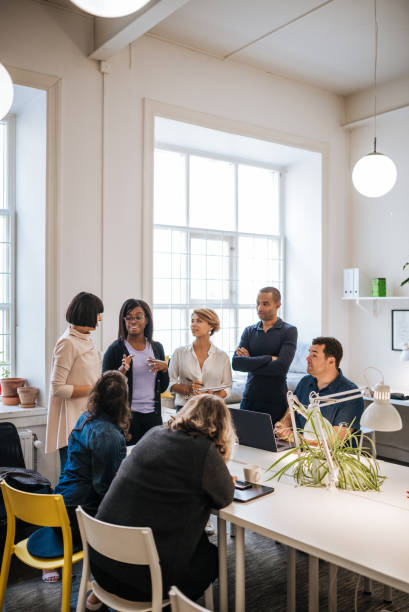 istock Young leader presenting the project to colleagues 1056245806