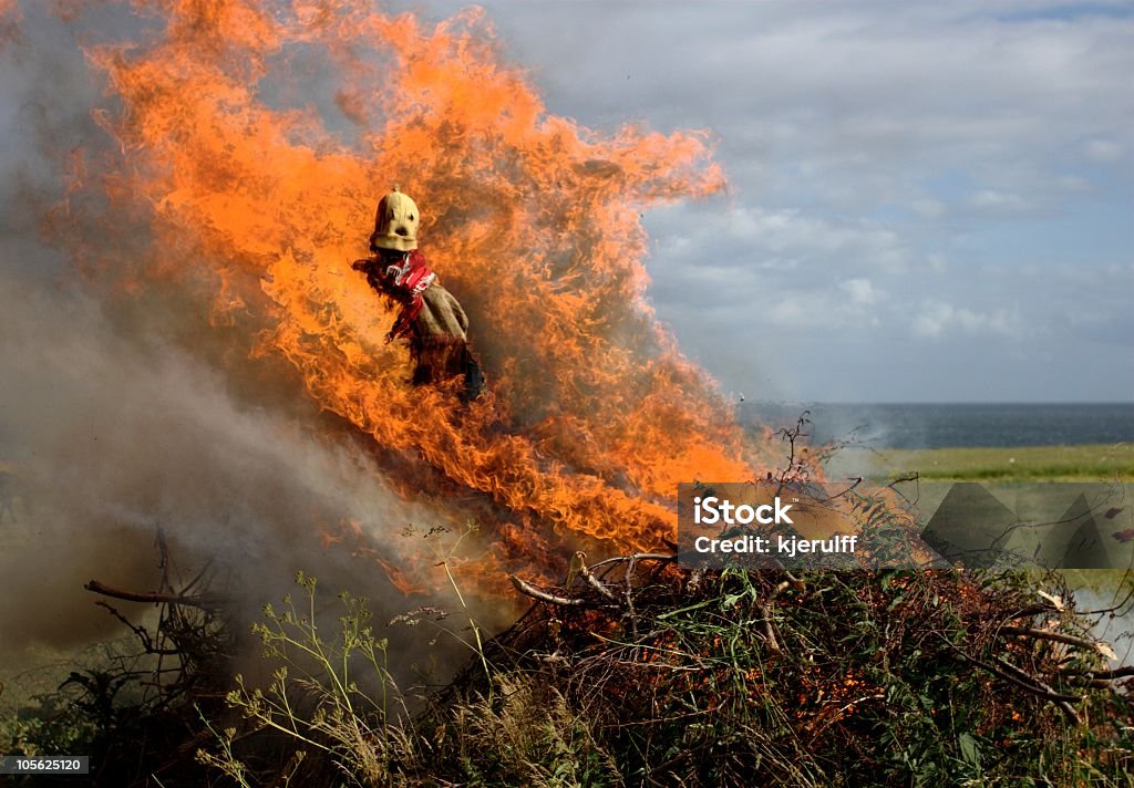Heathen midsummer tradition. Burning witch.  Burning Stock Photo