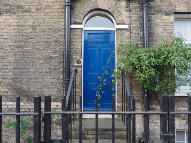 istock blue traditional british door 1056253976