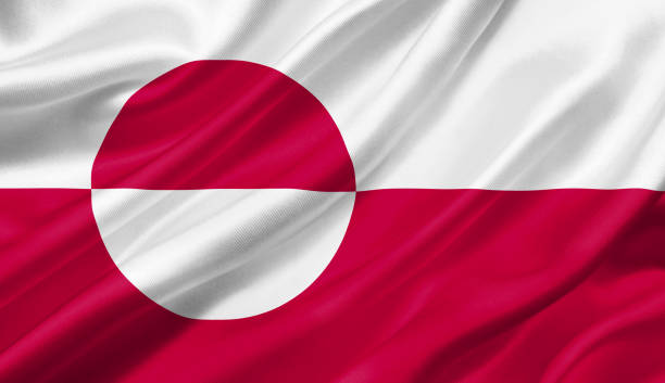istock Greenland flag waving with the wind, 3D illustration. 1056256034