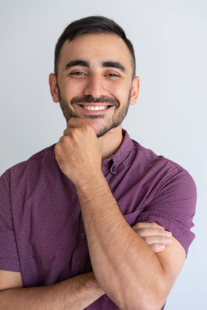 Closeup of happy successful handsome guy