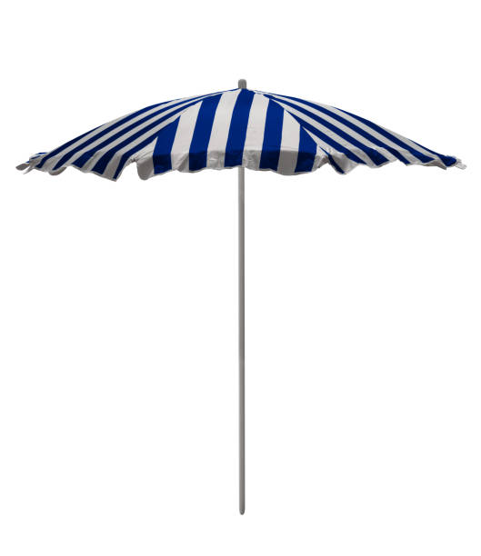 istock Beach umbrella - Blue-white striped 1056257348