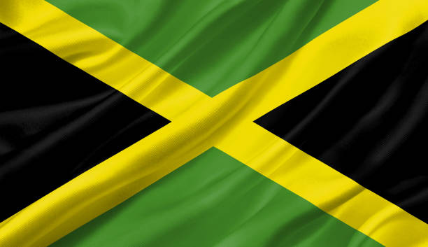 istock Jamaica flag waving with the wind, 3D illustration. 1056257956