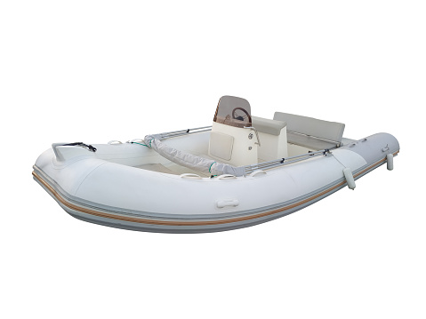 Inflatable boat isolated on white. Clipping Path included.