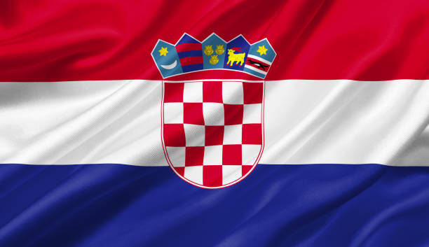istock Croatia flag waving with the wind, 3D illustration. 1056258274