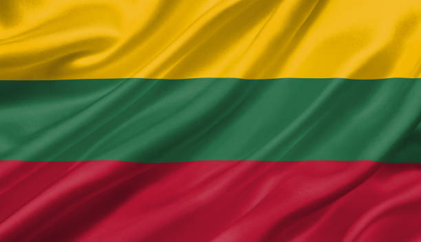 istock Lithuania flag waving with the wind, 3D illustration. 1056262742