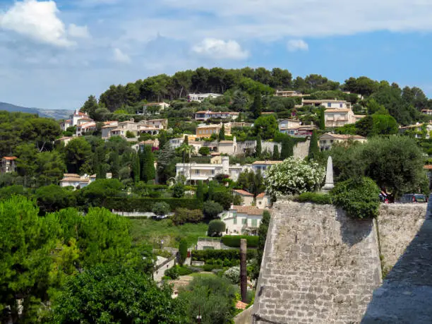 Panoramic landscape near the village Saint-Paul-de-Vence, Provence, South France.