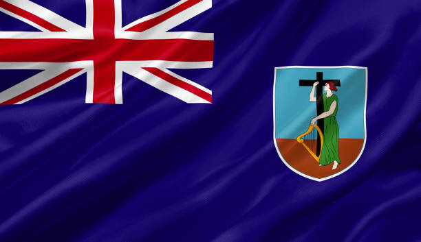 istock Montserrat flag waving with the wind, 3D illustration. 1056264274