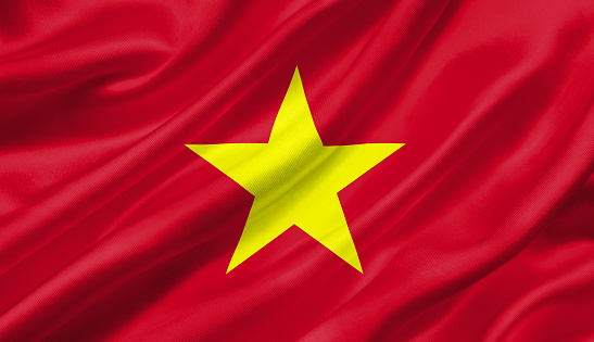 Vietnam flag waving with the wind, 3D illustration.