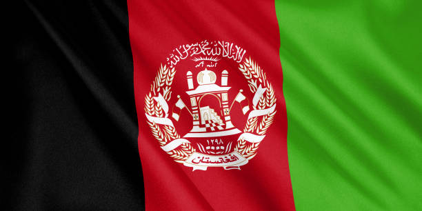 istock Afghanistan flag waving with the wind, wide format, 3D illustration. 3D rendering. 1056268338