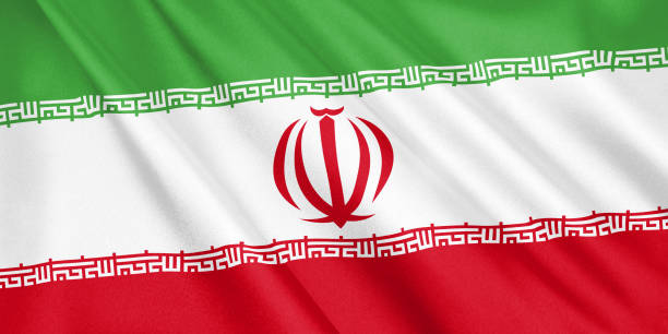 istock Iran flag waving with the wind, wide format, 3D illustration. 3D rendering. 1056270222