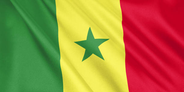 istock Senegal flag waving with the wind, wide format, 3D illustration. 3D rendering. 1056270450