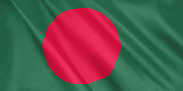 istock Bangladesh flag waving with the wind, wide format, 3D illustration. 3D rendering. 1056271808