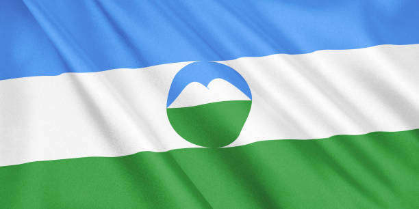 istock Kabardino-Balkaria flag waving with the wind, wide format, 3D illustration. 3D rendering. 1056272596
