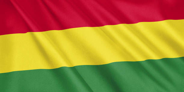 istock Bolivia flag waving with the wind, wide format, 3D illustration. 3D rendering. 1056277584