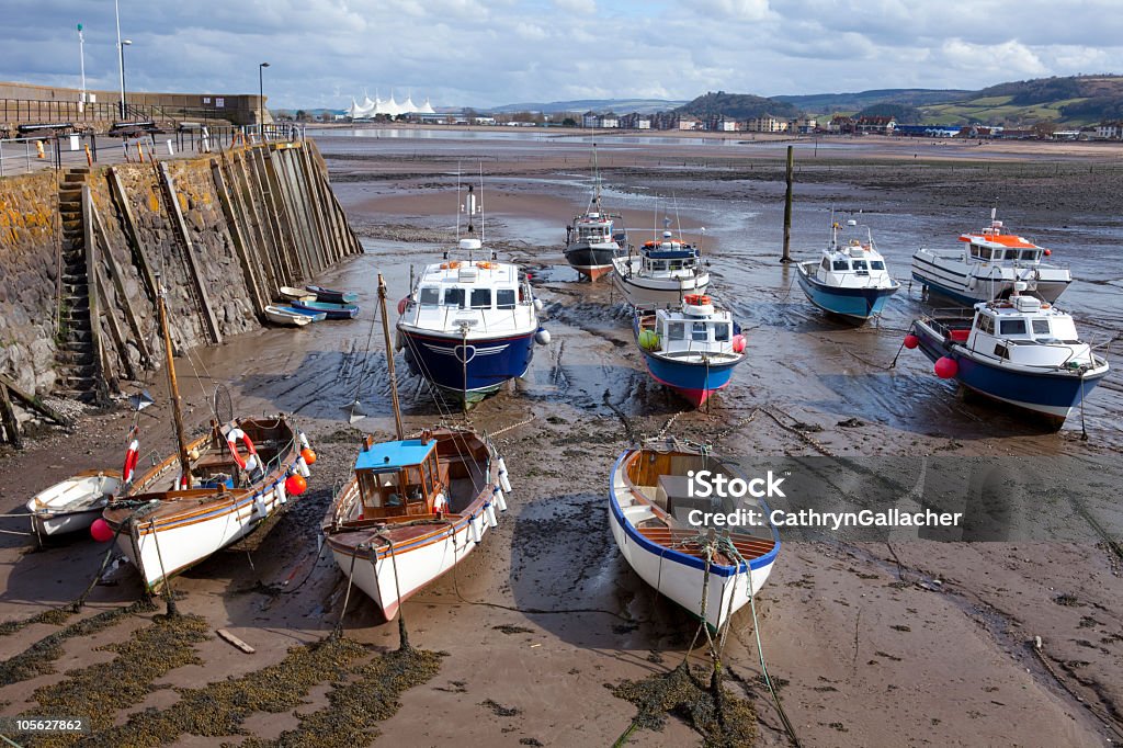 Barcos de pesca en la marea baja - Foto de stock de Alga Marina libre de derechos