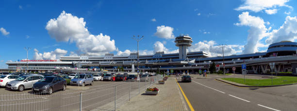 Minsk - Wide angle view of National Airport Minsk, Belarus - July 14, 2018: Wide angle view of National Airport. It is the main international airport in Belarus. minsk stock pictures, royalty-free photos & images